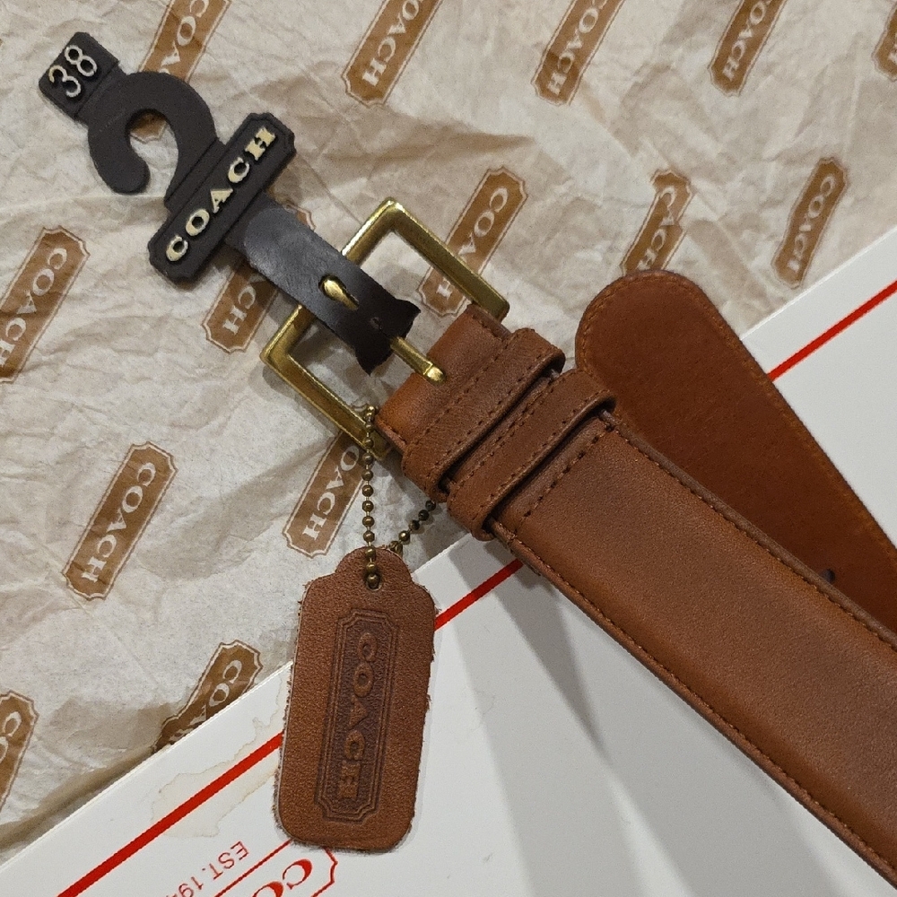 New, Vintage Coach Tan Leather Bridle Belt - Picture 3 of 16